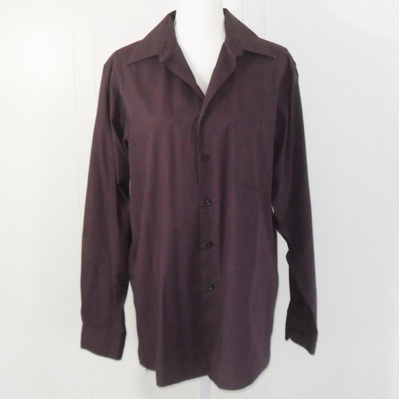 Van Heusen Plum Button Down Shirt Neck 15.5 - Picture 6 of 9